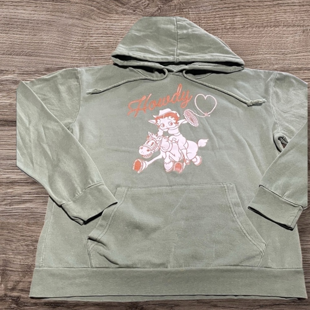 Betty Boop Green Hoodie with Cowboy Graphic